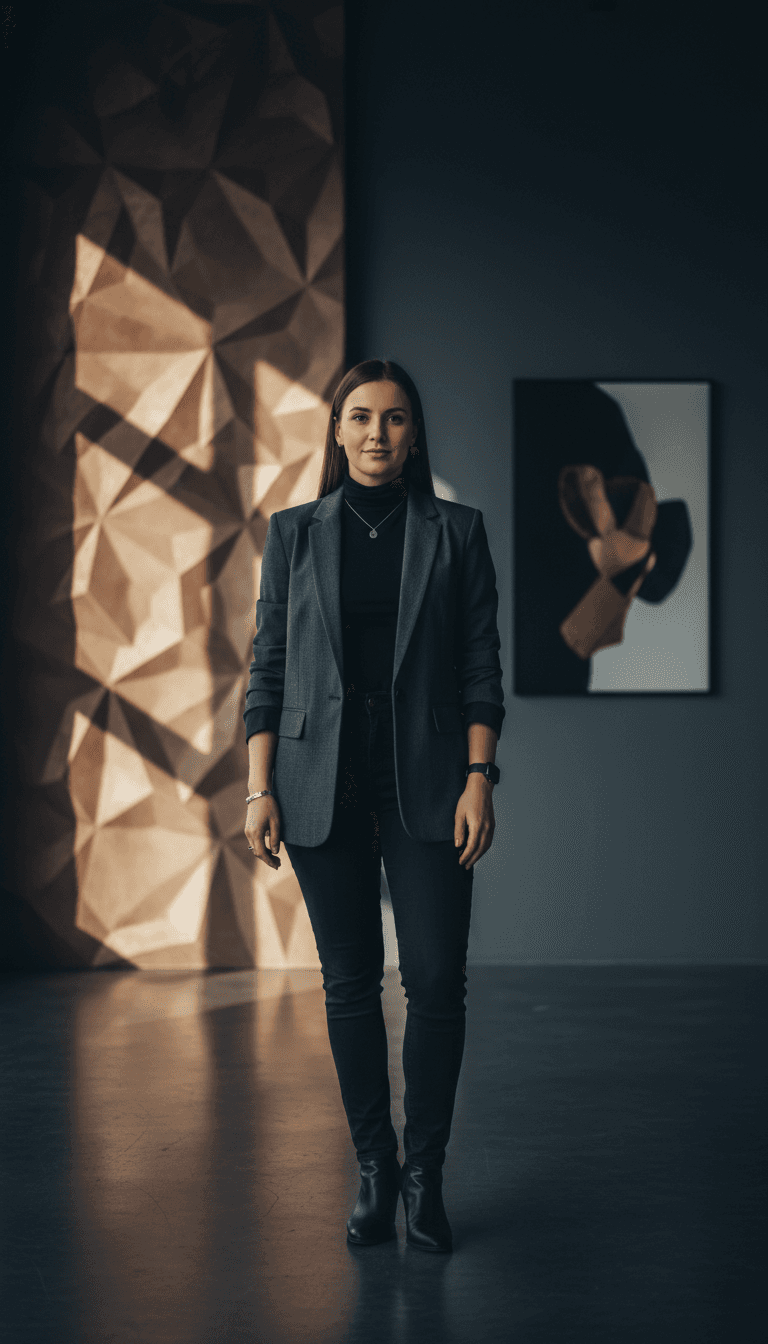 Studio portrait with warm lighting
