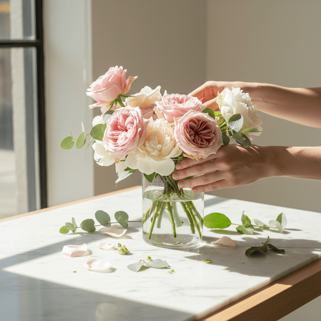 Ceramic vase with flower
