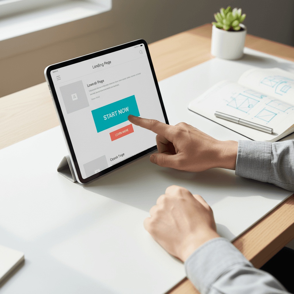 Digital marketing mockup on creative agency desk